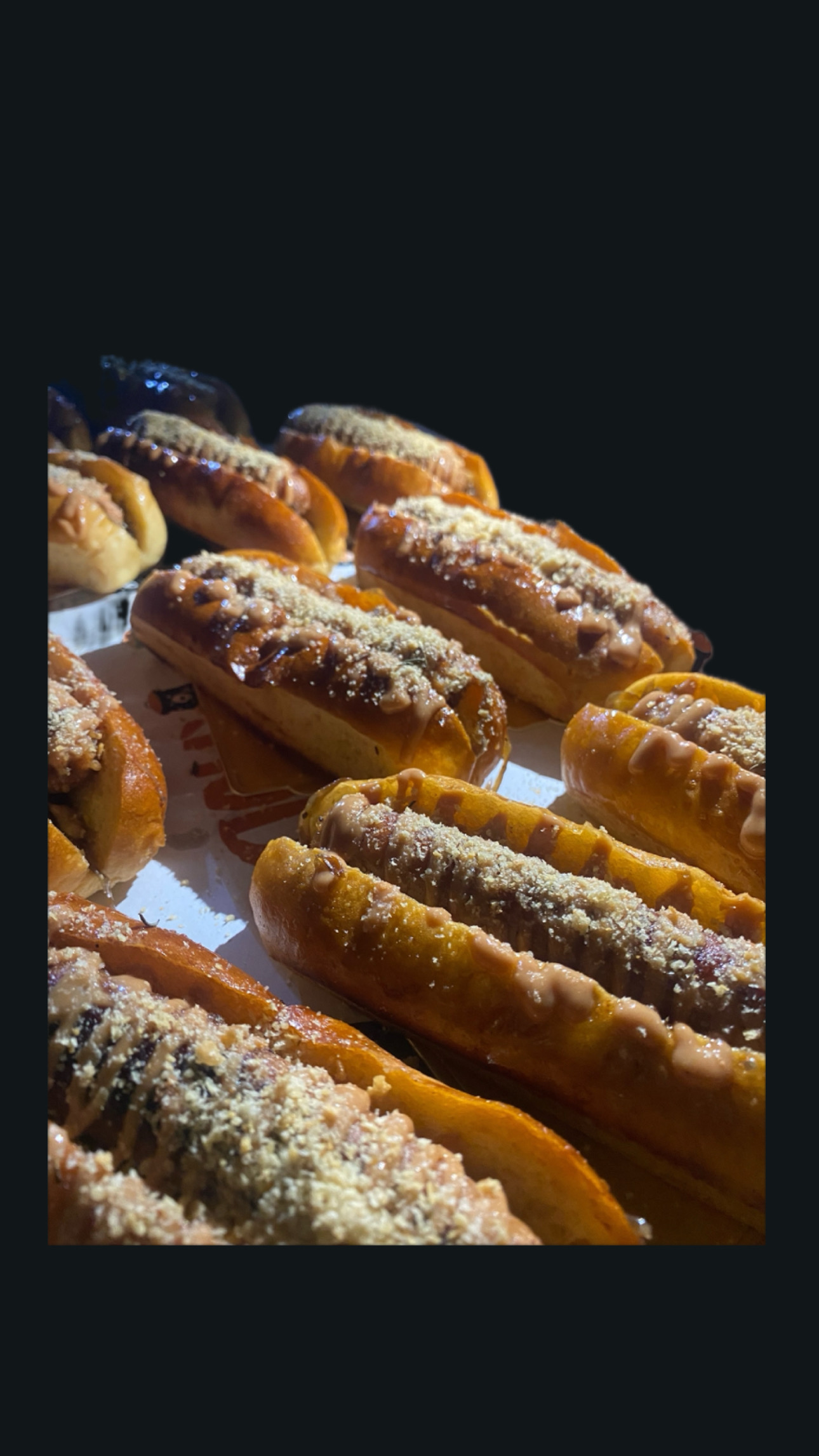 Tray of glazed skewers